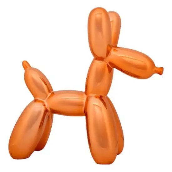 11" Electroplated Orange Balloon Dog Figurine {6}