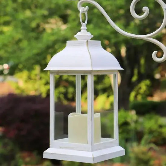 Kate Aspen Manchester LED Vintage Decorative Distressed White Lantern {5}