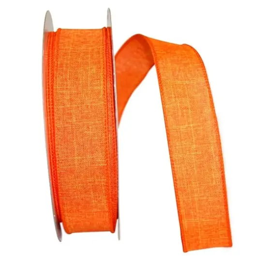 JAM Paper 1.5" x 50yd. Linen Wired Ribbon Tangerine {1}