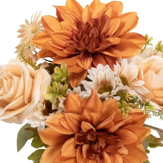 15" Toast Brown & Cream White Dahlia & Rose Mixed Bush by Ashland&reg; {3}