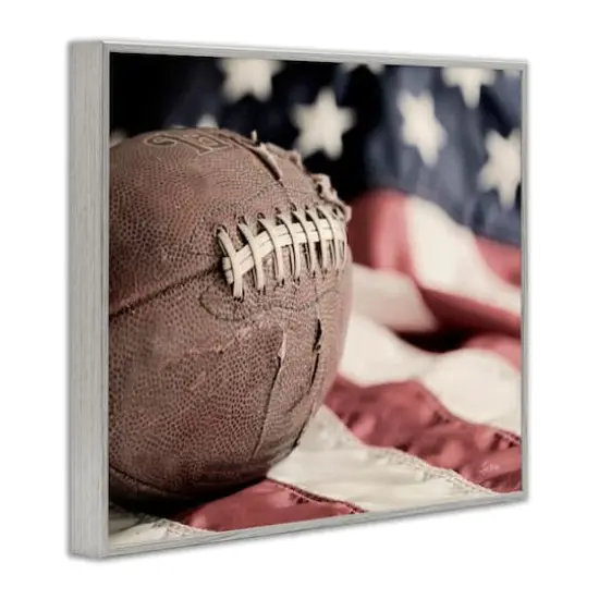 Stupell Industries Football & American Flag Framed Giclee Art Gray {4}