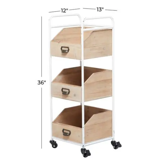 Brown Fir Industrial Storage Cart, 36" x 13" x 12" {9}