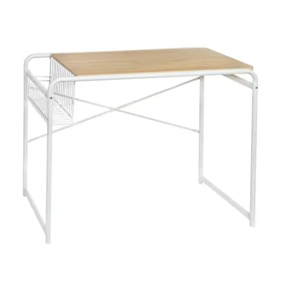 Honey Can Do White Home Office Computer Desk With Side Basket {4}