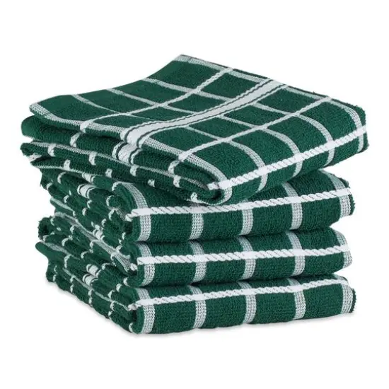 DII&reg; Solid Windowpane Terry Dishtowels, 4ct. Dark Green {5}