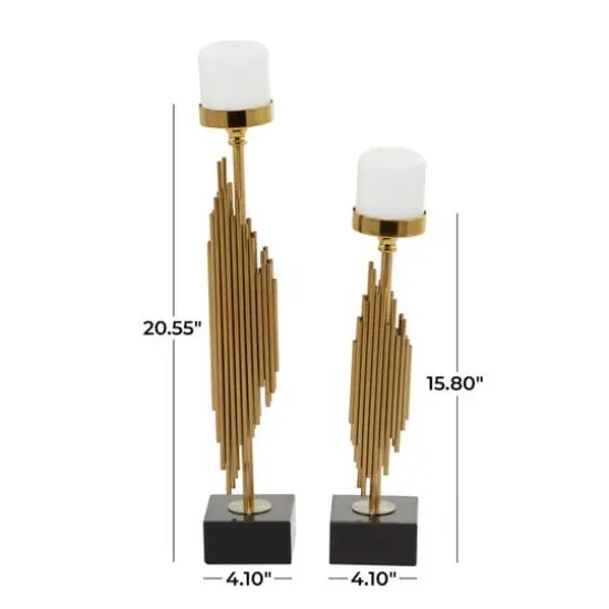 Gold Stainless Steel Vertical Pipe Stand Candle Holder Set {7}
