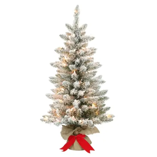 3ft. Pre-Lit Flocked Fraser Fir Artificial Christmas Tree, Clear Lights {1}