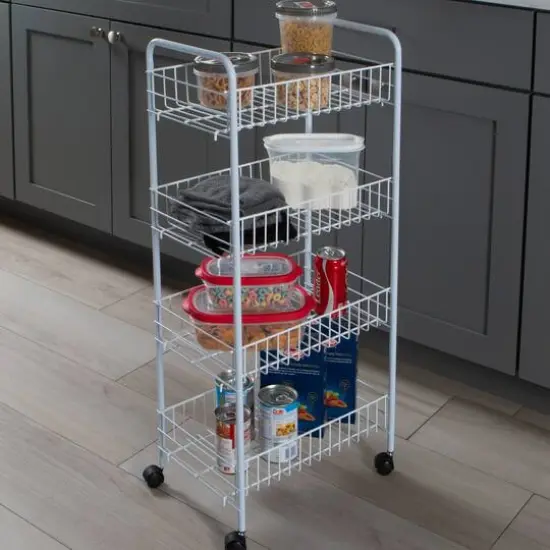 Simplify 4-Tier White Rolling Storage Cart {4}