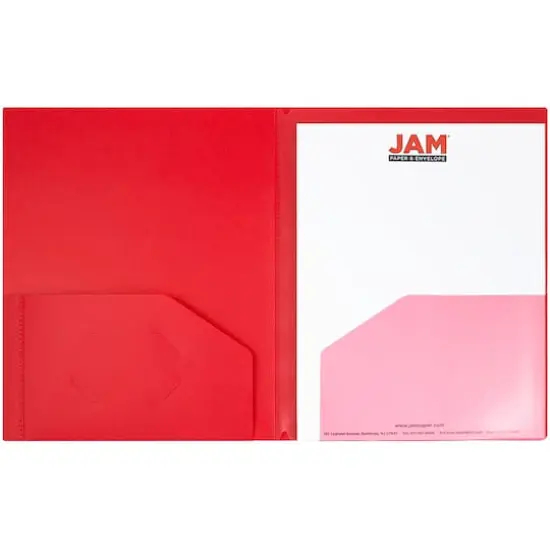JAM Paper Heavy Duty Plastic 6-Pocket Folder, 2ct. Red {4}