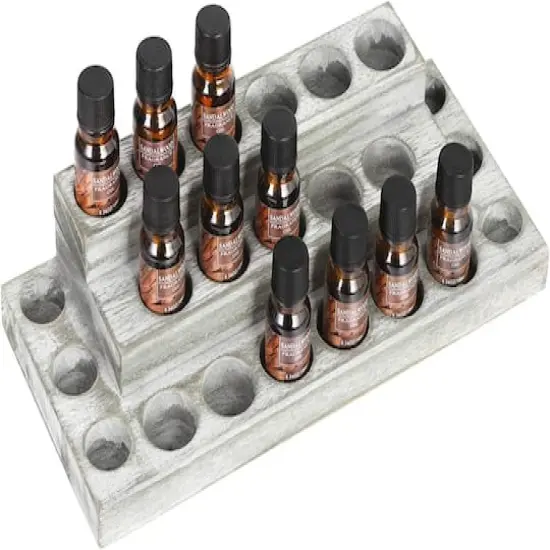 NEX&trade; Whitewash Essential Oils Storage Rack for 5, 10, 15, and 20mL Bottles {4}