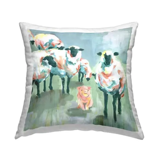 Stupell Industries Piglet in Flock of Sheep Adorable Farm Animal Throw Pillow 18" x 18" {1}