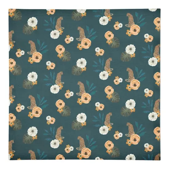 Tropical Jag Cotton Twill Napkin Teal {1}