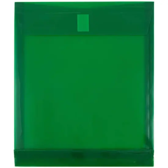 JAM Paper VELCRO&reg; Closure 9.75" x 11.75" Expandable Open End Envelopes, 12ct. Green {1}