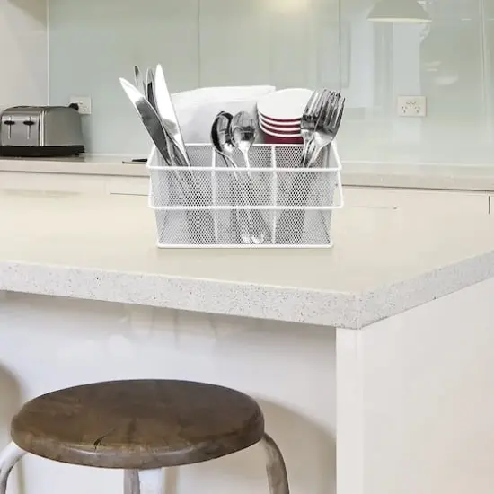 Sorbus Steel Mesh Utensils Caddy White {3}