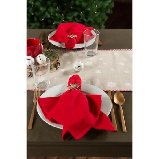 DII&reg; 70" Red Reindeer Embroidered Table Runner {4}