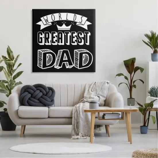 Stupell Industries Worlds Greatest Dad Cool Varied Typography Crown Design Canvas Wall Art {3}
