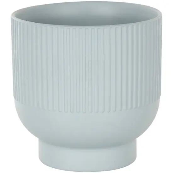 Light Blue Ceramic Planter with Tapered Base Set {6}