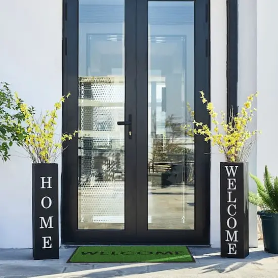 Glitzhome&reg; 30" Black Wood Boxed Welcome Home Porch Sign {3}