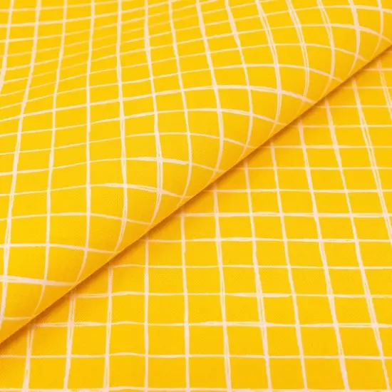 SINGER Yellow Gingham Cotton Fabric {3}