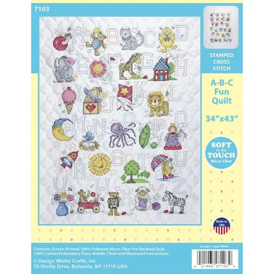 Design Works&trade; ABC Fun Stamped Quilt Cross Stitch Kit {1}