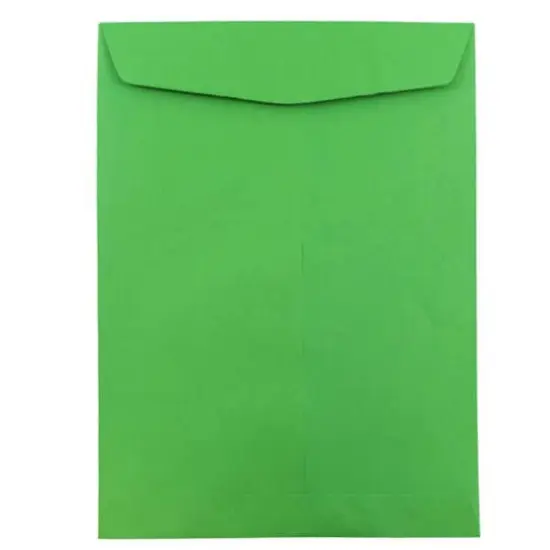 JAM Paper 9" x 12" Brite Hue Christmas Green Open End Catalog Colored Envelopes, 100ct. {1}