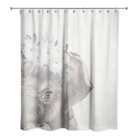 Sweet Floral Elephant 71" x 74" Shower Curtain {3}