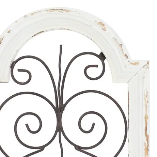 20" White Wood Vintage Ornamental Wall Decor {4}
