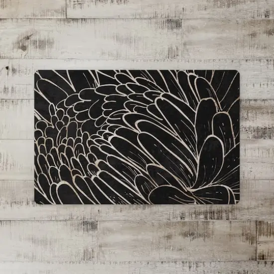 18" x 27" Black & White Floral Etching Floor Mat {3}