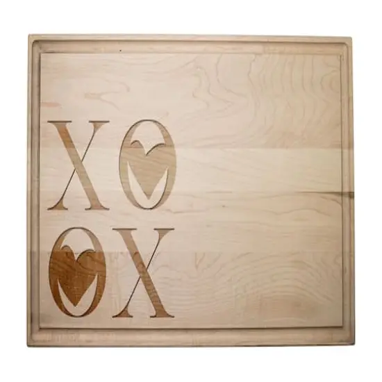 XOXO With Hearts 17" x 11" Maple Cutting Board {1}