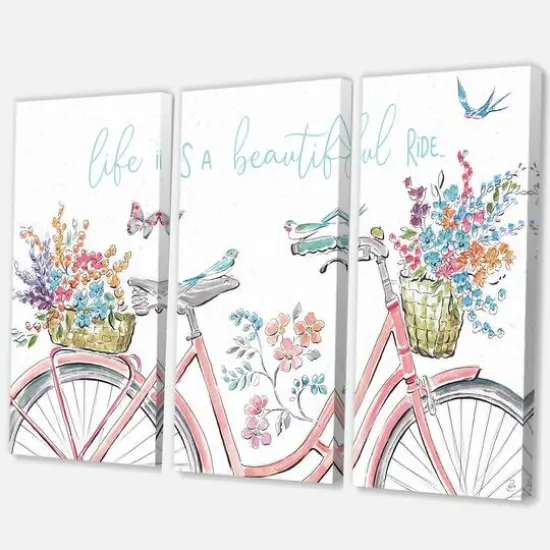 Designart - Spring Bike Bouquet - French Country Canvas Artwork {1}