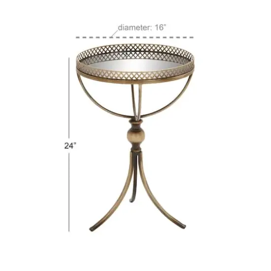 24" Brass Iron Traditional Accent Table {5}
