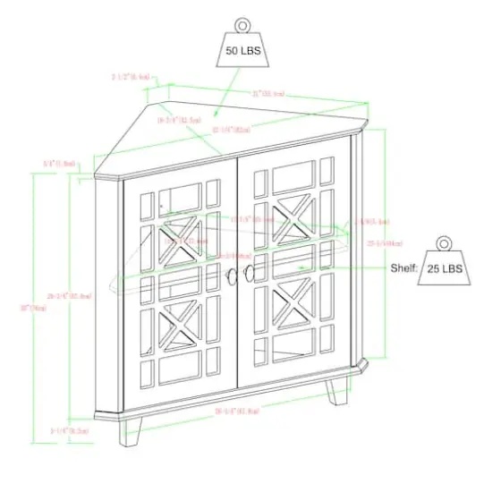 Walker Edison 30" Black Fretwork Corner Accent Cabinet {8}