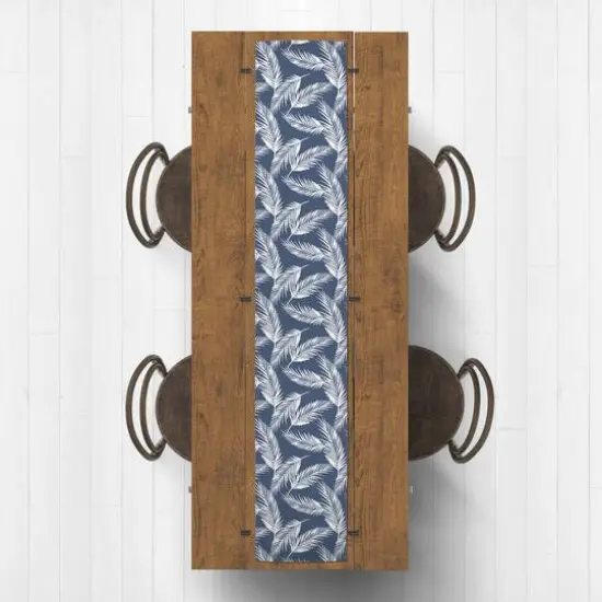 Nature Palm Indoor/Outdoor Table Runner Navy {3}