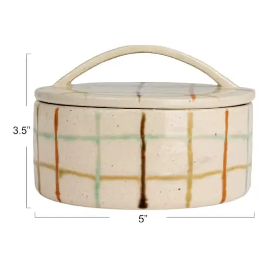 Hello Honey&reg; 5" Multicolor Mosaic Retreat Stoneware Dish with Lid {9}