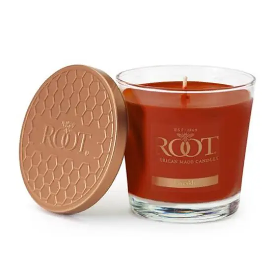 Root Candles 6.3oz. Small Scented Honeycomb Veriglass Jar Candle Fireside {1}