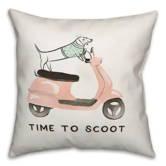 Dog Scooter Pink Mint 6 Throw Pillow {1}