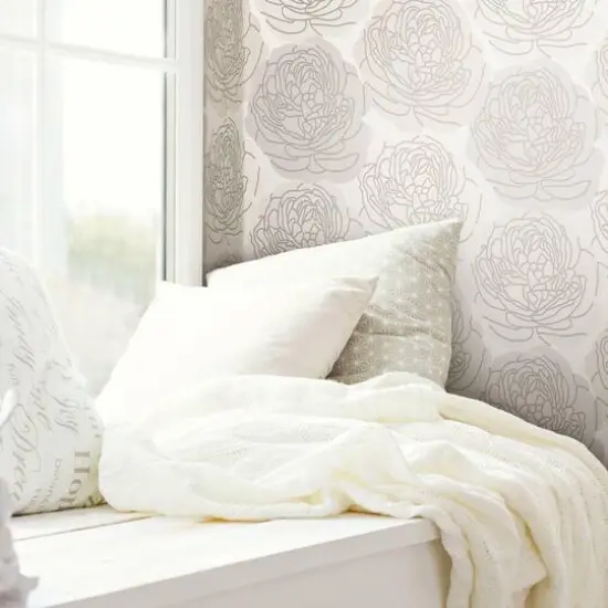 RoomMates Bed of Roses Peel & Stick Wallpaper Taupe/Gray {5}