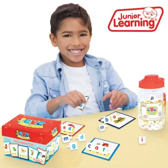 Junior Learning&reg; CVC Tri-Blocks Tub Word Building Set {3}