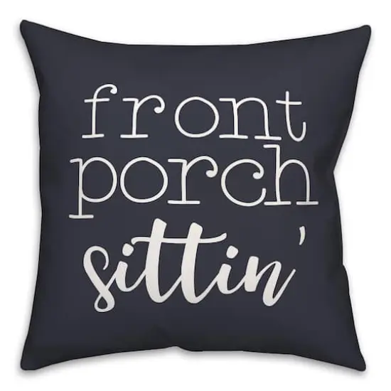 18" Front Porch Sittin' Throw Pillow Navy {1}