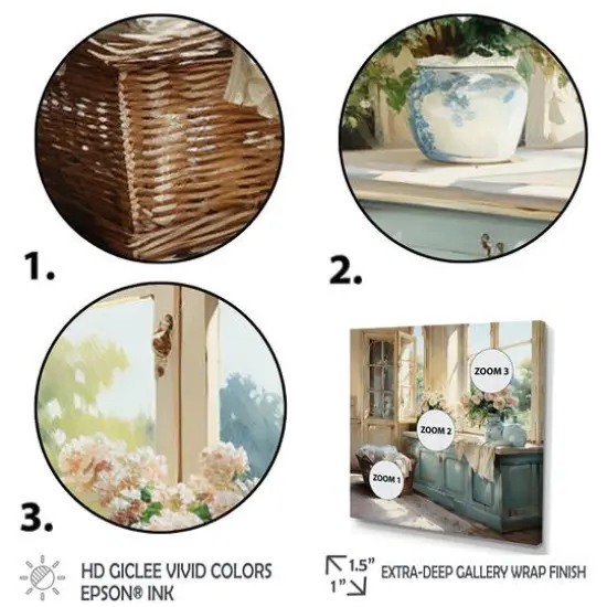 Designart "Laundry Room French Vintage I" Bath & Laundry Framed Wall Art Prints {4}