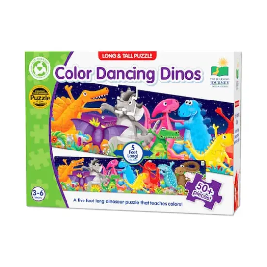 Long & Tall Puzzle - Color Dancing Dinos: 50+ Pcs {1}