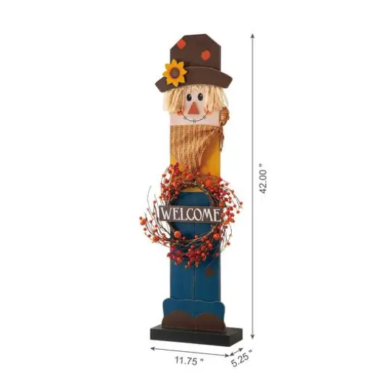 Glitzhome&reg; 42" Fall Lighted Scarecrow & Wreath Porch D&eacute;cor {4}