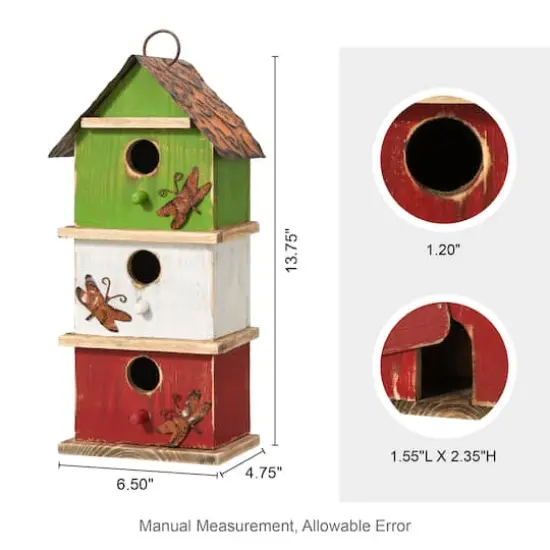 Glitzhome&reg; 13.75" 3-Tier Distressed Wood Birdhouse {7}