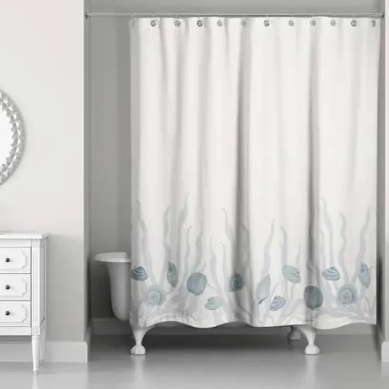 Shell & Coral Border Shower Curtain Blue/Blue/White {1}
