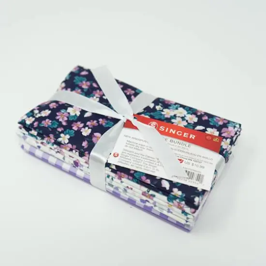 SINGER Violet Floral Cotton Fabric Bundle {1}