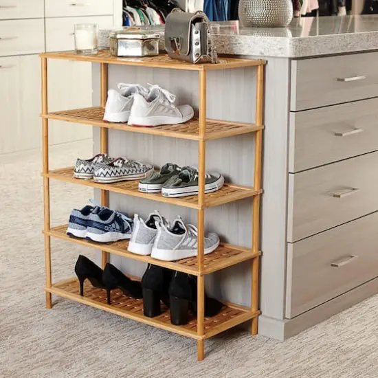 Household Essentials 5-Tier Bamboo Shoe Rack {3}