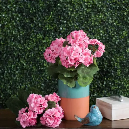 Artificial Coral Geranium Bush {3}