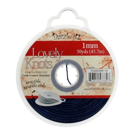 John Bead Lovely Knots 1mm Asian Knotting Cord with Bobbin, 50yd. Navy Blue {4}