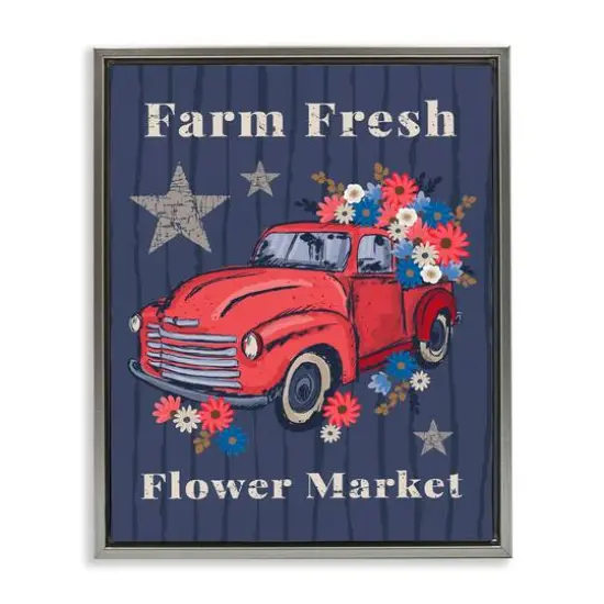 Stupell Industries Farm Fresh Patriotic Market Floater Framed Art Gray {1}