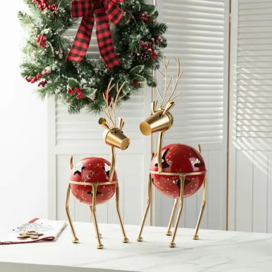 Glitzhome&reg; Christmas Reindeer Bell Set {5}