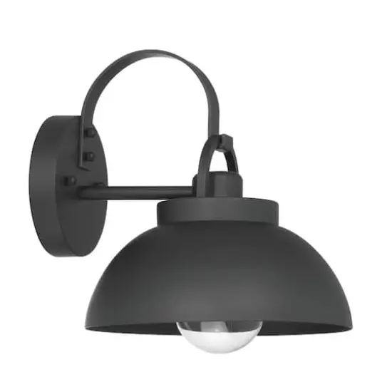 Hello Honey&reg; Easton Matte Black Modern Farmhouse Metal Shade & Exposed Bulb Wall Mounted Outdoor Light {1}